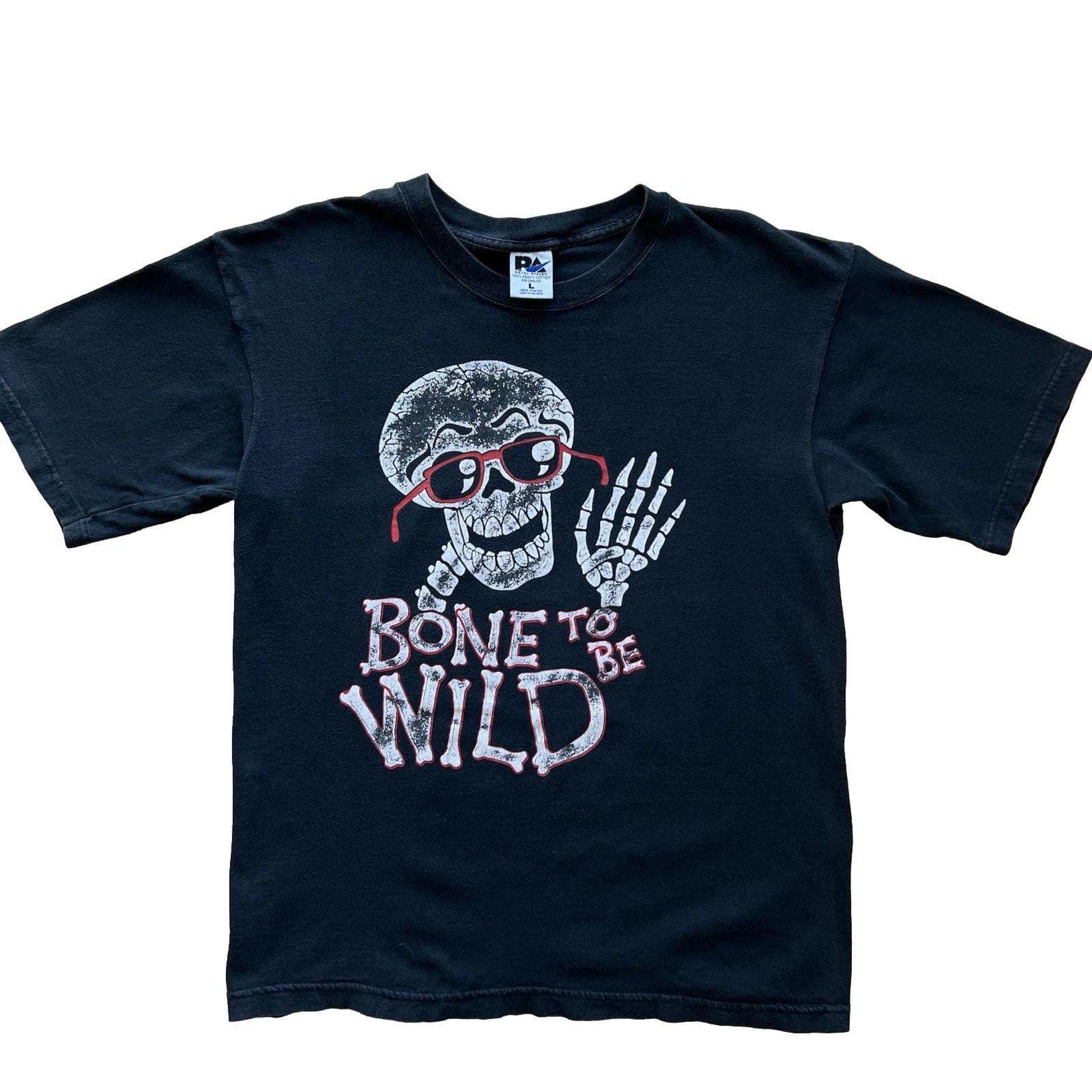 Vintage Born to be Wild Shirt L Black 90s Bones Skeleton Punk Biker Art Funny M