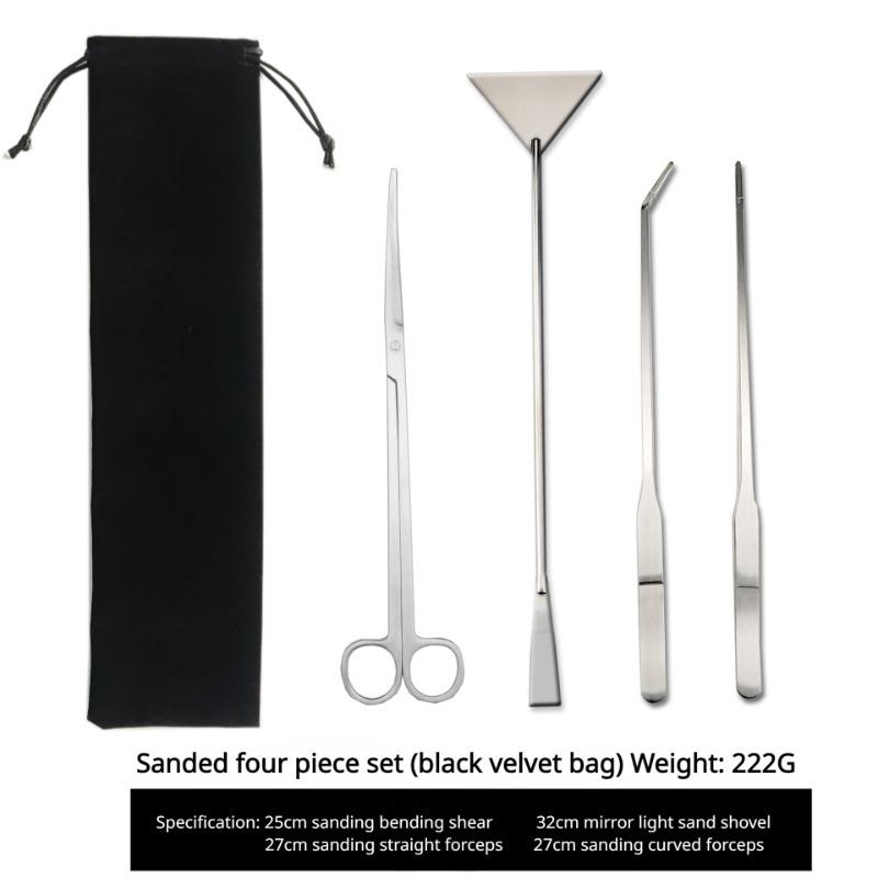 

Набор ножниц для водной травы, четыре предмета, инструмент для чистки аквариума, волновые машинки из нержавеющей стали, прямые ножницы, пинцет, пескоскреб