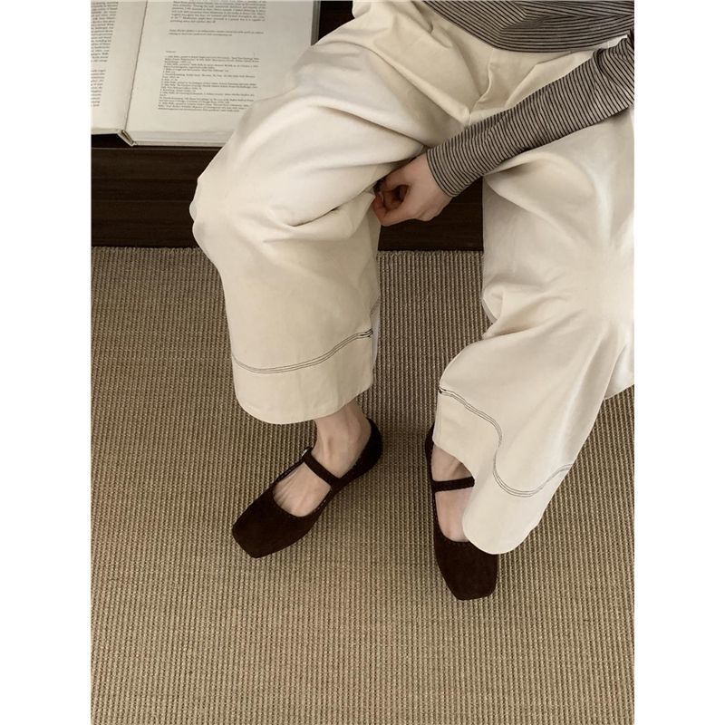 

2025 новые модные универсальные туфли-лодочки на толстом каблуке и плоской подошве с квадратным носком, туфли-дуду с удобной мягкой подошвой для женщин 40 темно-коричневого