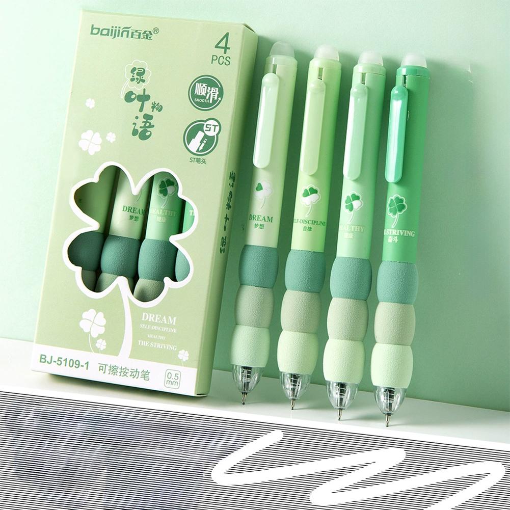 4Pcs/Box 0.5mm Black Ink Colorful Gel Pen Erasable Gel Pen ST Tip Quick Drying Students Stationery Office Accessories
