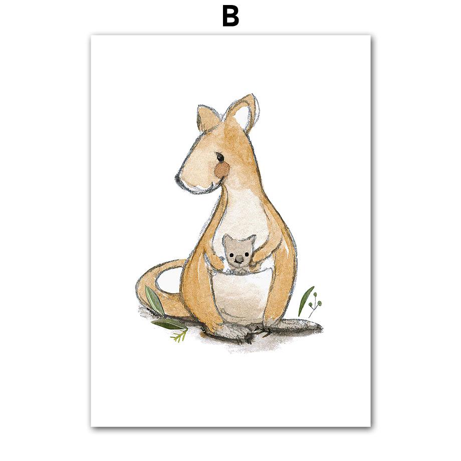 

Медведь Слон Кенгуру Кролик Птица Улитка Настенная Живопись Холст Картины Скандинавские Плакаты И Принты Настенные Картины Животные Декор Детской Комнаты 21cm×30cm NoFrame