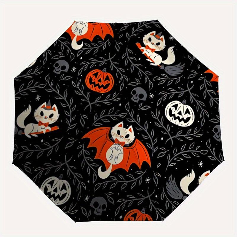 

1pc Halloween Cats Automatic Open/close, All-Season Portable Folding Umbrella, Travel, Everyday, Formal Events - Compact Luxury Parasol, Outdoor Acces