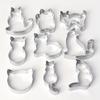 9pcs Cat-themed Biscuit Mold, Stainless Steel Animal Biscuit Cutting Mold Set, for DIY Baking, Multi-functional Kitchen Tool