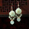 Green Jade Marrow Flowers Tassel Drop Earrings for Women Ethnic Stud Earring Pretty Jewelry Gifts