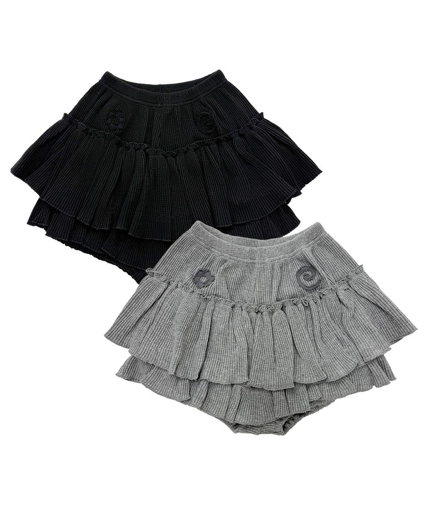 Plasma Sphere Medley Applique Waffle Western Tiered Ruffle Skirt Pants_2 Colors