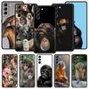 Süßes lustiges Affen-Handyhülle für Samsung Galaxy S25 Edge S24 Plus S23 FE S22 S21 S20 Ultra 5G S10 Schwarze Schutzhülle