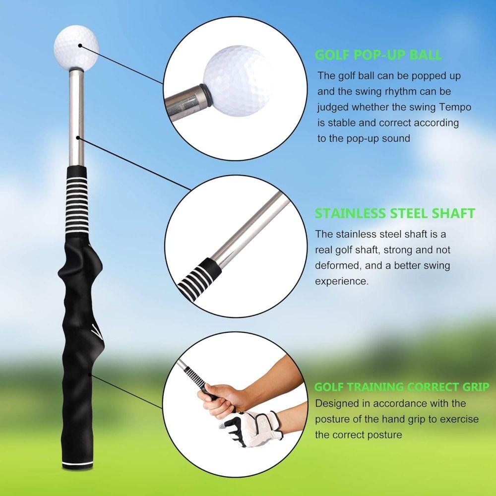 Rhythm Click Sound Golf Grip Trainer Attachment Golf Training Rod  Strength & Tempo Training