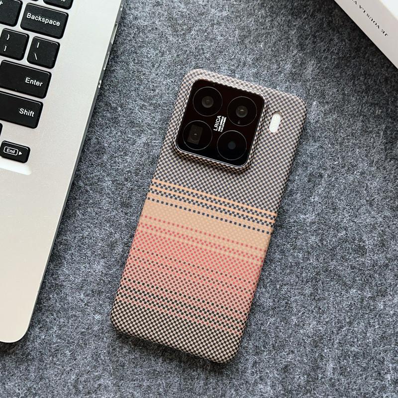 Suitable for Xiaomi 15ultra Half-pack Carbon Fiber Textured Phone Case and Kevlar Textured Xiaomi 14pro Matte Anti-drop Case