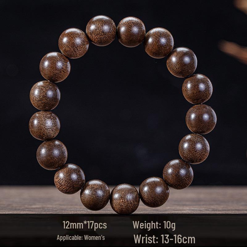 Brunei Agarwood 108-Bead Black Oil Bracelet: Natural Unisex Buddhist Wooden Beads