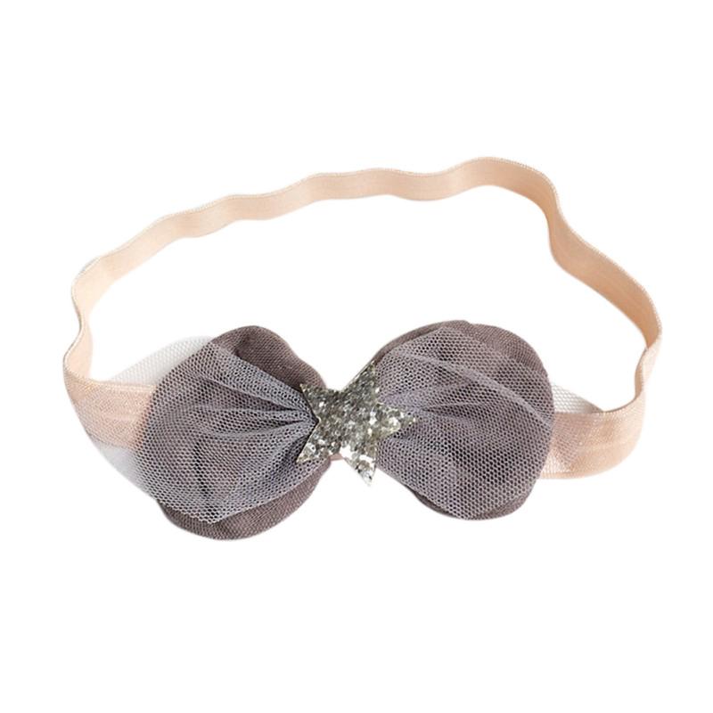 

Baby Girl Головной убор Малыш Дети Пайетки Пятиконечная звезда Бант Эластичная повязка для волос серый