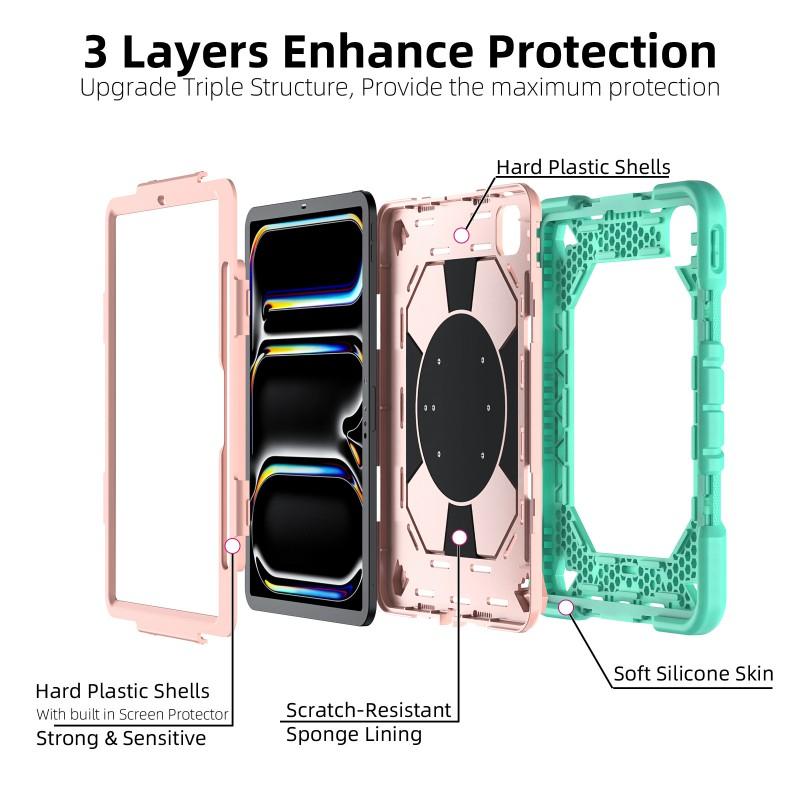 360 Rotating Stand Case IPad Pro 11 Inch M4/M5 2-in-1 Shockproof PC Silicone Cover