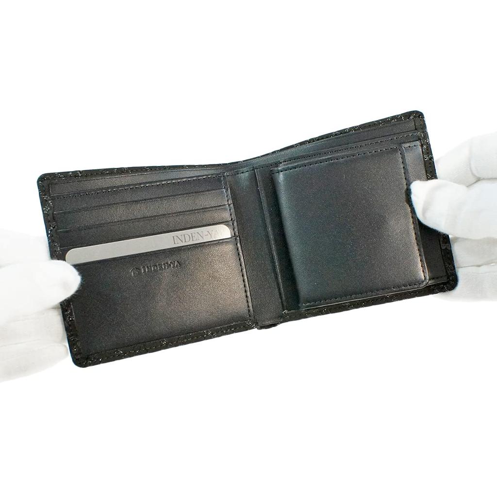 Inden Wallet Bifold Wallet Bill S Coin Purse Deerskin Black X Black Lacquer Deer Pattern [Indenya] 2008-01-165