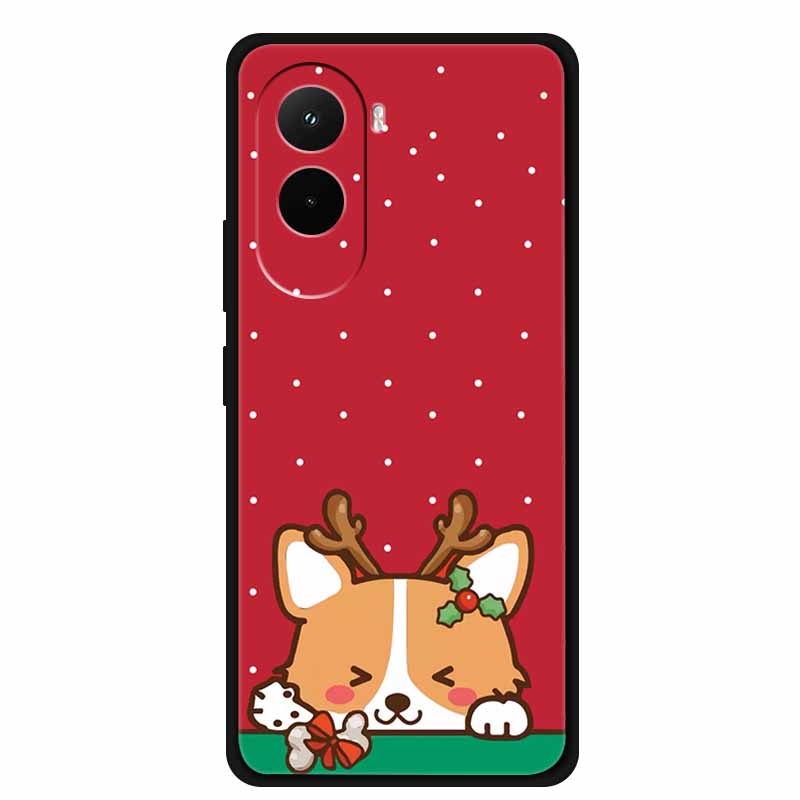 Christmas Phone Case For Poco M7 4G Case Christmas Tree Black Silicone Bumper For Xiaomi Poco M7 4G Cover PocoM7 Cartoon Coque