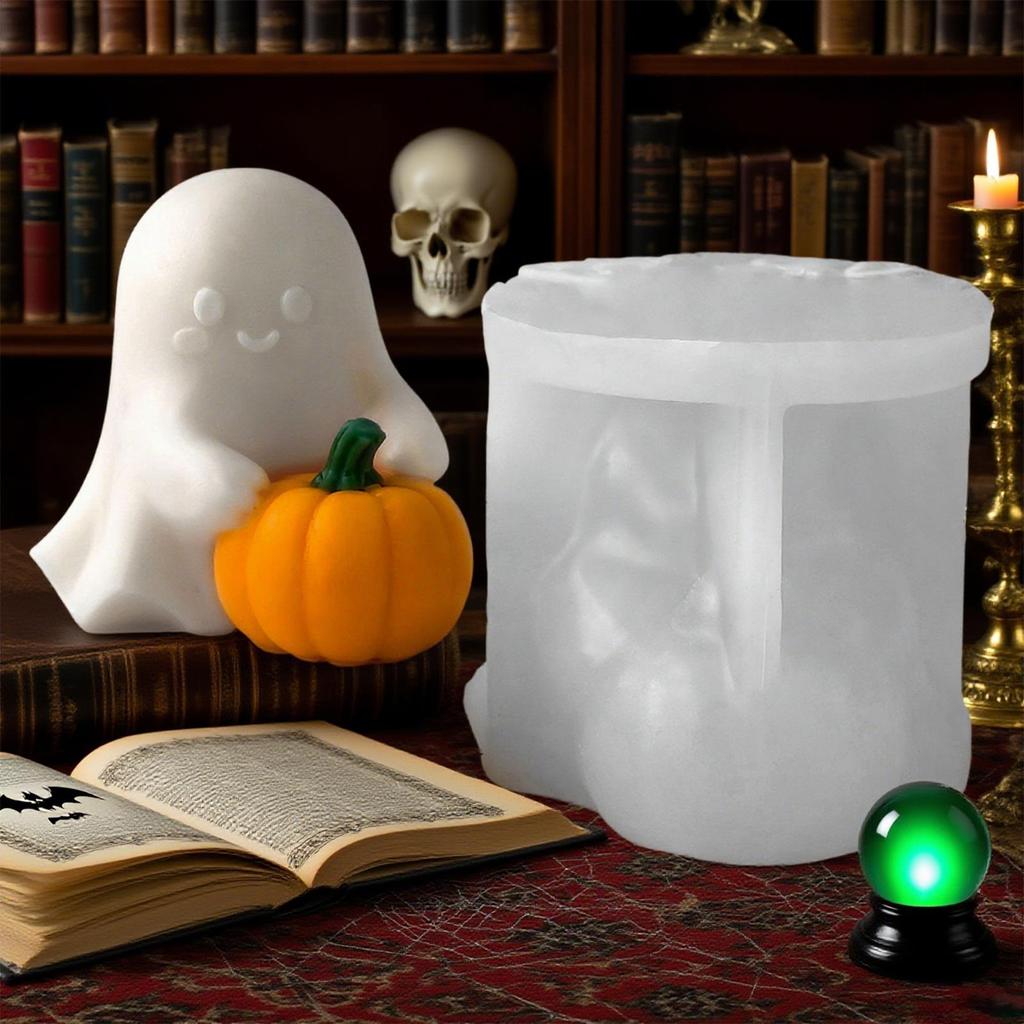 3D Halloween Ghost Standing Pumpkin Cement Casting Molds Silicone Dessert Cement Chocolate Soap Wax Candles Clay Resin Crafts
