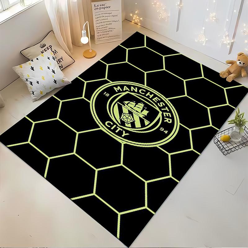 Football Themed Rug with Manchester City Logo Suitable for use as an anti-slip game mat for living room and bedroom sofas
