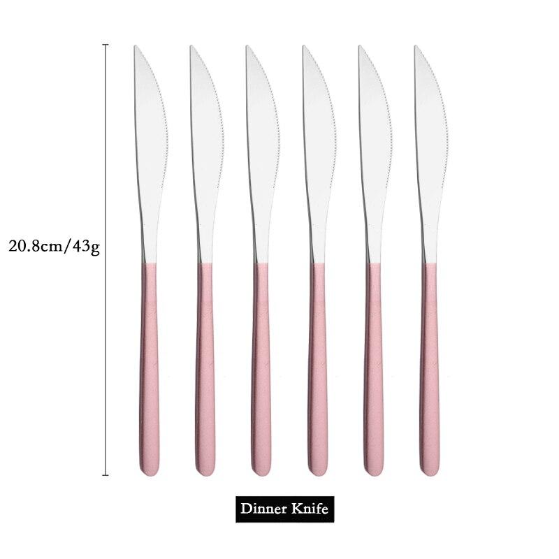 6 PCS Stainless Steel Rainbow Steak Knife Sharp Table Knives Set Restaurant Cutlery Dinner Knife Black Dinnerware Set