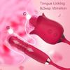 1pcs Rose Sex Toy for Womens 3 In 1 Upgrade Rose Sex Stimulator for Women 10 Tongue Licking & 10 Telescopic & 10 Ball Rotation Vibrator Dildo