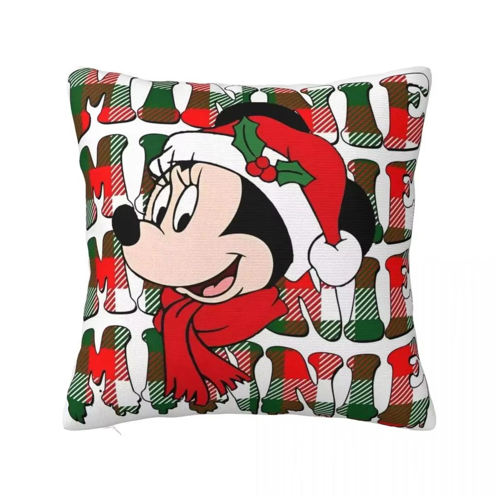 2026 Nové Vánoce Veselý Kreslený Mickey a Minnie Oboustranně Tištěný Čtvercový Povlak na Polštář Ložnice Obývací Pokoj Povlak na Polštář