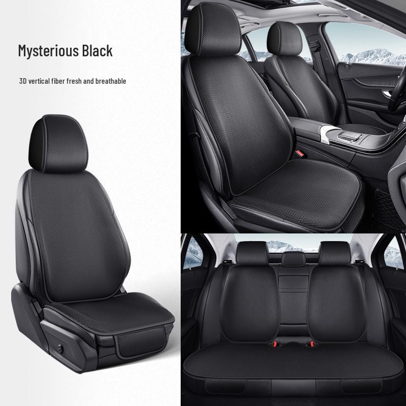 Ice Silk Non-Slip Car Seat Cushion Set - Summer Cooling with Backrest & Square Cushion