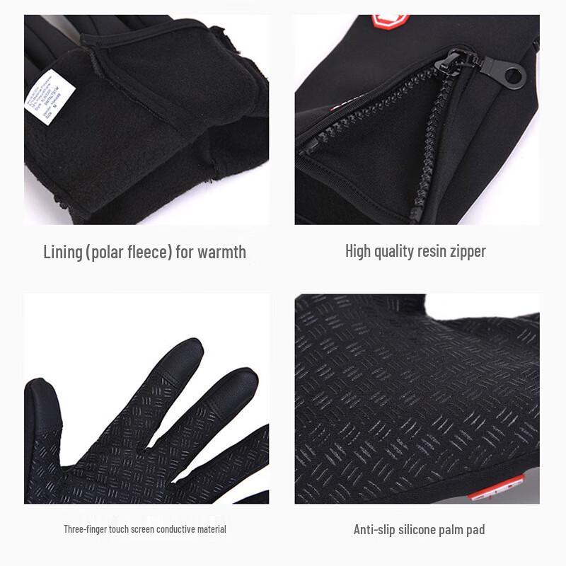 Unisex Winter Warm Fleece Touchscreen Ski Gloves