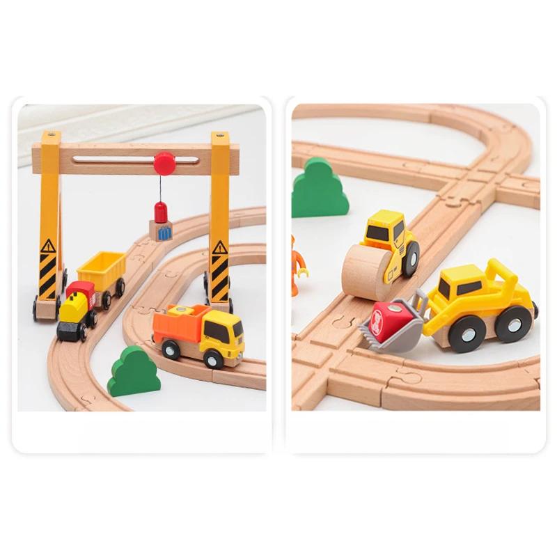 Wooden Hanging Tower Track Set Is Compatible With All Brands Of Railway Toys Road Accessories Assembly For Children Gifts PD60