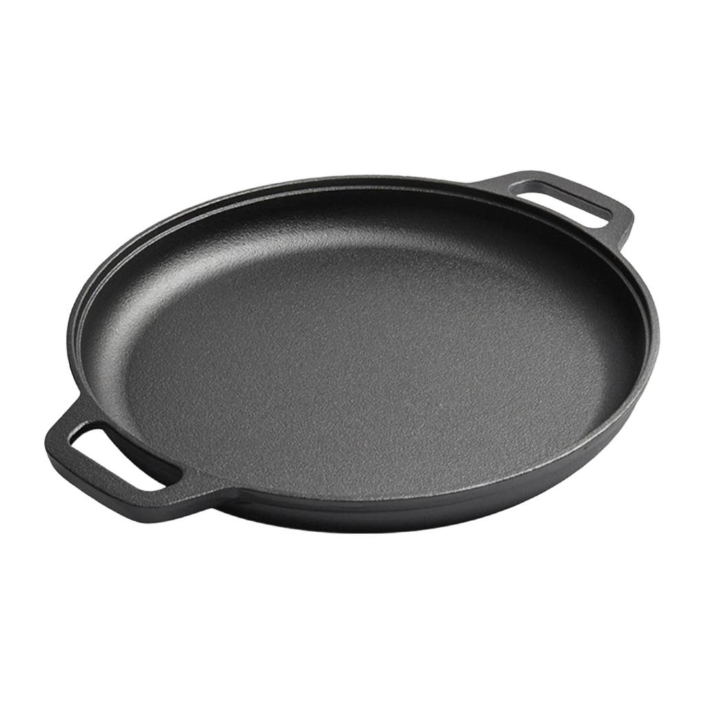 Barbecue Grill Accessory Portable Round with Two Handle Cookware Frying Pan for Kitchen Indoor