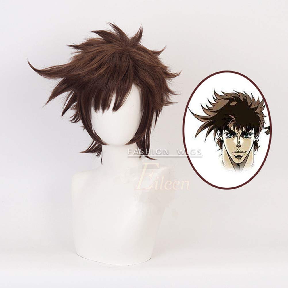 Eileen JoJo's Bizarre Adventure Golden Wind Joseph Joestar Wig, Heat-Resistant, Halloween, Christmas Costume, Wig with Net