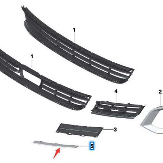 BMW řady 5 G30 Kryt mlhového světla v lesklé černé (51119463477/51119463478).