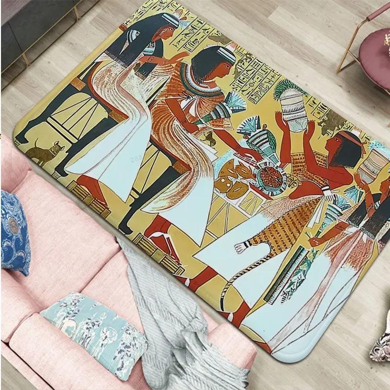 Ancient Egypt Door Mat Non Slip Washable Kitchen Rugs Egyptian Home Decor Floor Carpets for Bathroom Hallway Corridor