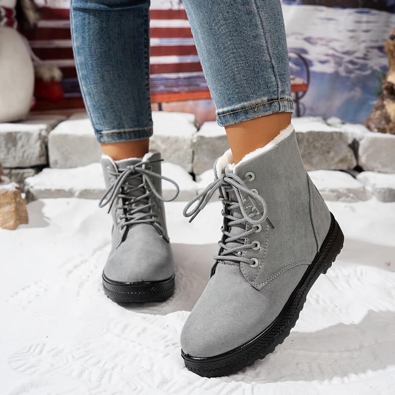 Women's Winter Mid-Calf Snow Boots - Lace-Up, Faux Fur Lined, Waterproof & Anti-Slip, Outdoor Warm Ankle Boots