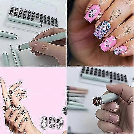 48 Pcs Nail Art Stamp Pens Set with 48 Floral Design Plates - Easy To Use Fingernail Stamper Kit for DIY Manicure, Professional Salon & Home Nail Art
