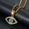Turkish Blue Evil Eye Pendant Necklaces Female Gold Color Stainless Steel CZ Amulet Charm Necklace For Women Men Jewelry Gift