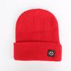 Autumn and winter smiley face labeling wool hat solid color couple versatile warm knitting classic casual hat men and women tide