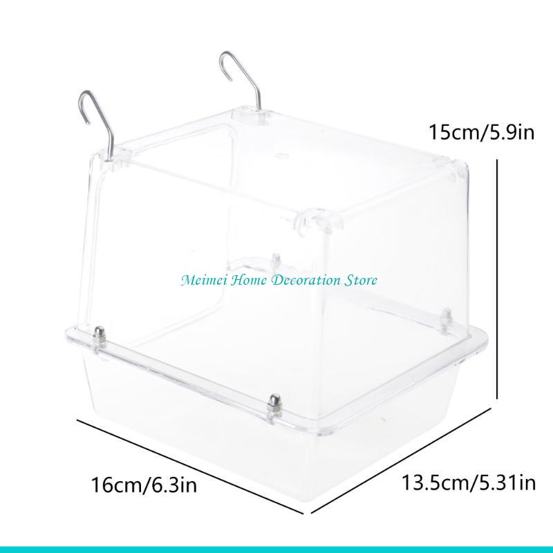 H7BF Shower Box Feeder,Sleeping Nest,Small Birds Bathtub for Pet Finch Accessories Parrot Bath Box with Clear View for Pet
