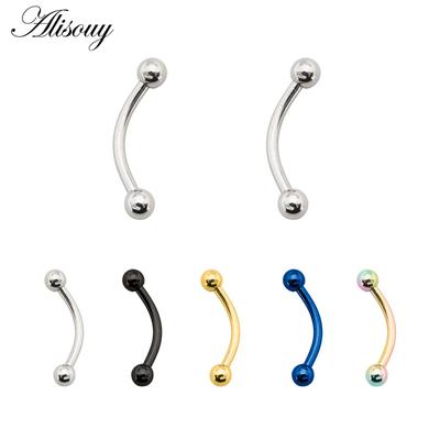 Alisouy 1PC 6/8/10/12mm 16G Acciaio Chirurgico 3mm Sfera Piercing Al Sopracciglio Curvo Bilanciere Anello sul Labbro aderente Daith Helix Rook Orecchino