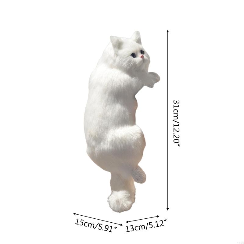 KX4B Simulation for Cat Pendant Plush Animal Art for Doll Ornament Desk Decor for Home Bedroom Living Room Decoration Gift