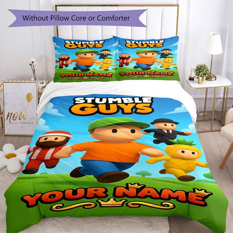 Stumble Guys Personalized Text Bed Linens Suitable for Study room Machine Washable Bedroom Decor Birthday/Christmas GiftSpiritual Gift