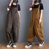Lockere literarische und künstlerische All-Match-Freizeit-Overalls Frühlings-Haremshose mit großen Taschen und Werkzeugen