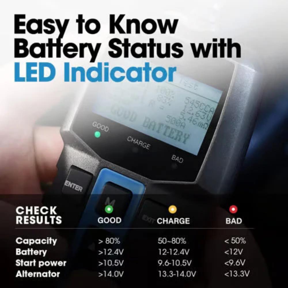 BT100 Car Battery Tester 12V Load Tester Lead Acid Flooded AGM GEL Digital Battery Analyzer 100 To 2000CCA Diagnostic Tools