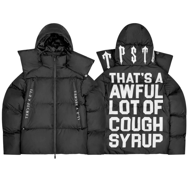 Herren Oversized Kapuzen-Baumwoll-Pufferjacke Mit Besticktem Streetwear Wintermantel