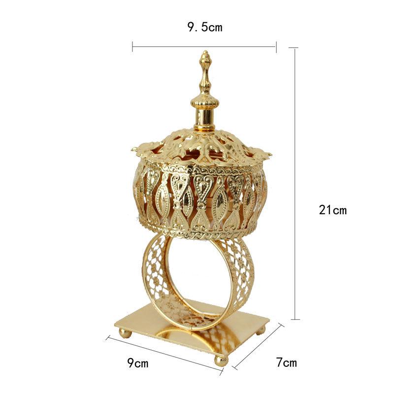 

Middle Eastern style Moon Shaped Golden Incense Burner, Creative Metal Iron Crafts Zen Meaning Household Tea Ceremony Decor, 1Pc