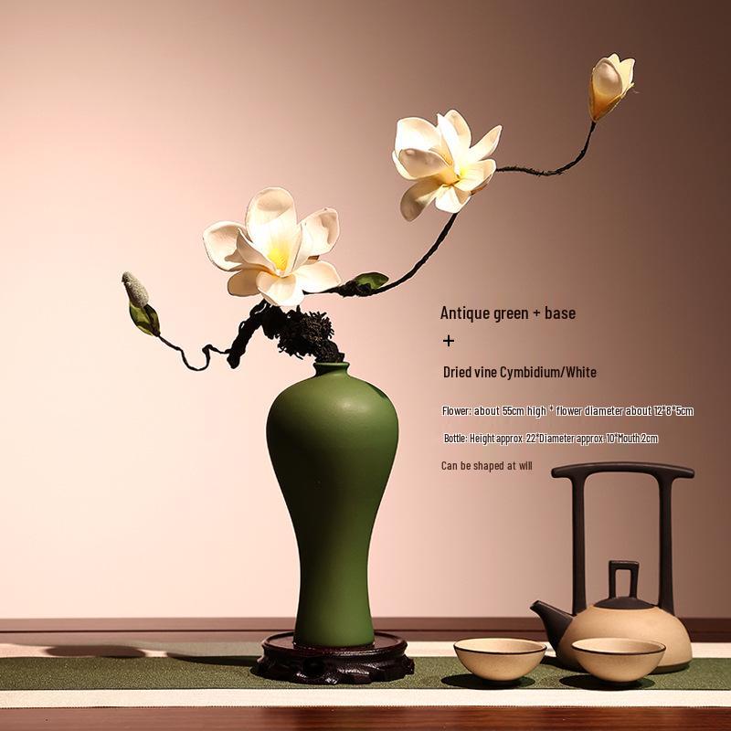 High-End Artificial Silk Magnolia Flower Arrangement - Classical, Elegant Dried Flower Set for Home Decor