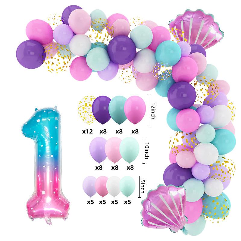 

Balloon chain set 12 inch mermaid tail balloon latex balloon birthday party decoration balloon Mermaid Shell Balloon Chain Number 1