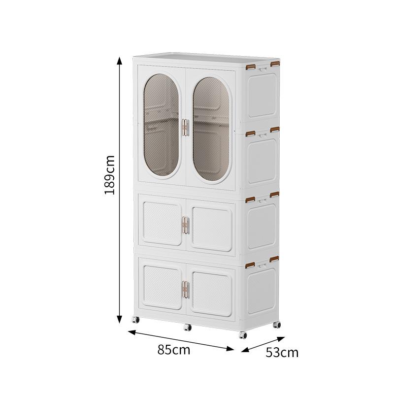 Folding plastic storage cabinet free installation household multifunctional wardrobe simple multi-layer bedroom clothes finishing storage cabinet