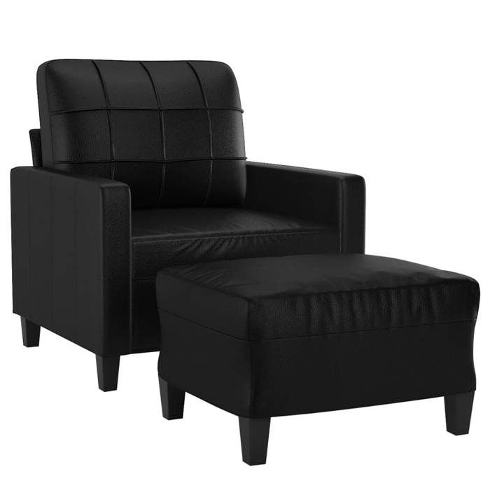 VidaXL Fauteuil avec repose-pied Noir 60 cm Similicuir, canapé, fauteuil, fauteuil TV, canapé simple, siège, canapé relax, 3201009