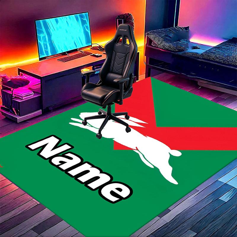 Custom Name Personalized South Sydney Rabbitohs Print Carpet, Versatile Home Decor Rug, for Playroom, Apartment, Balcony, Entryway, Hallway Gift