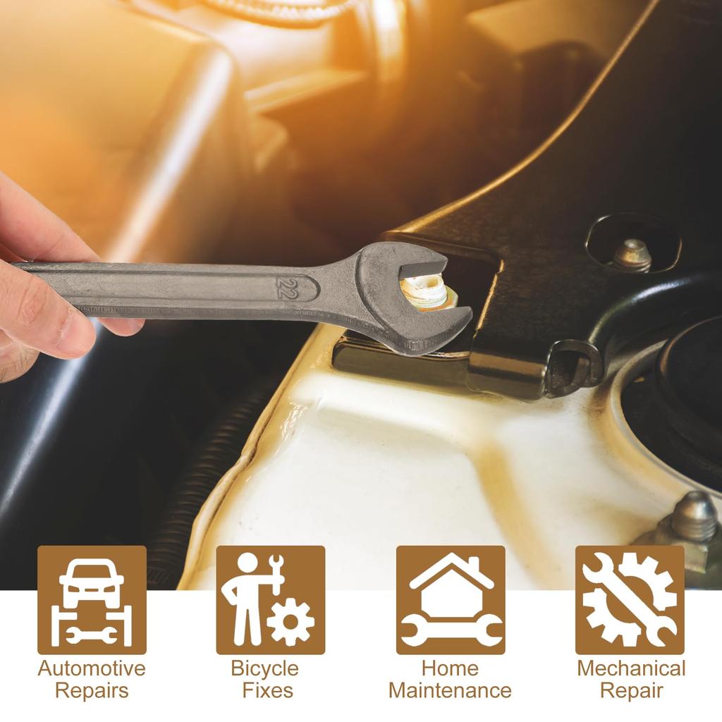 uxcell Spanner Thick Carbon for Automotive Repair and Furniture Gray Single-Ended Wrench, 2-Piece Set, 30mm, Steel, Assembly,