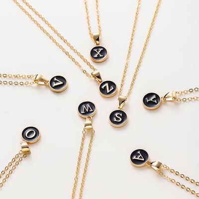 Black Metal English Letter Pendant Personalize Alphabet Pendant Initial A-Z Necklace Choker Chains Jewelry For Women Men