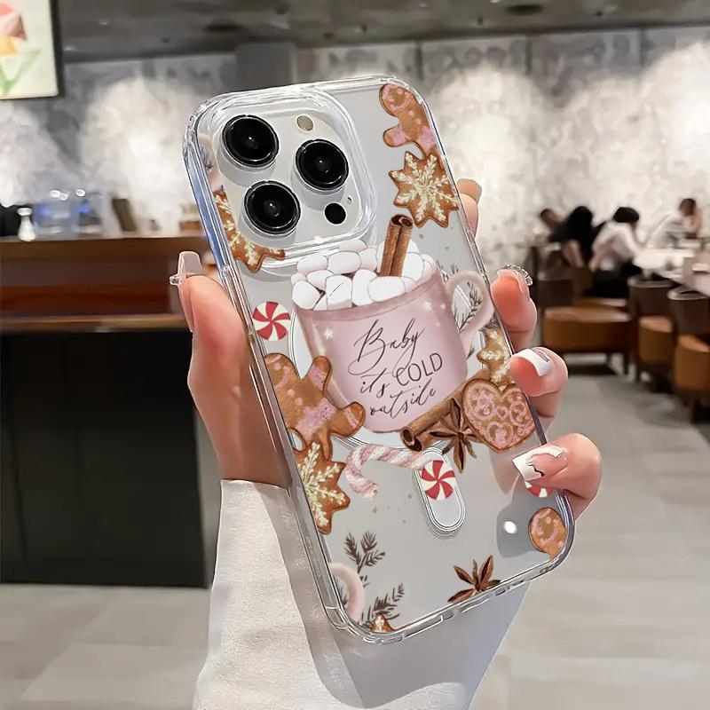 For Samsung Galaxy S25 S24 S23 S21 FE S22 Ultra Plus FE Case Magnetic Christmas Clear Winter-Themed Coffee Design Phone Cover