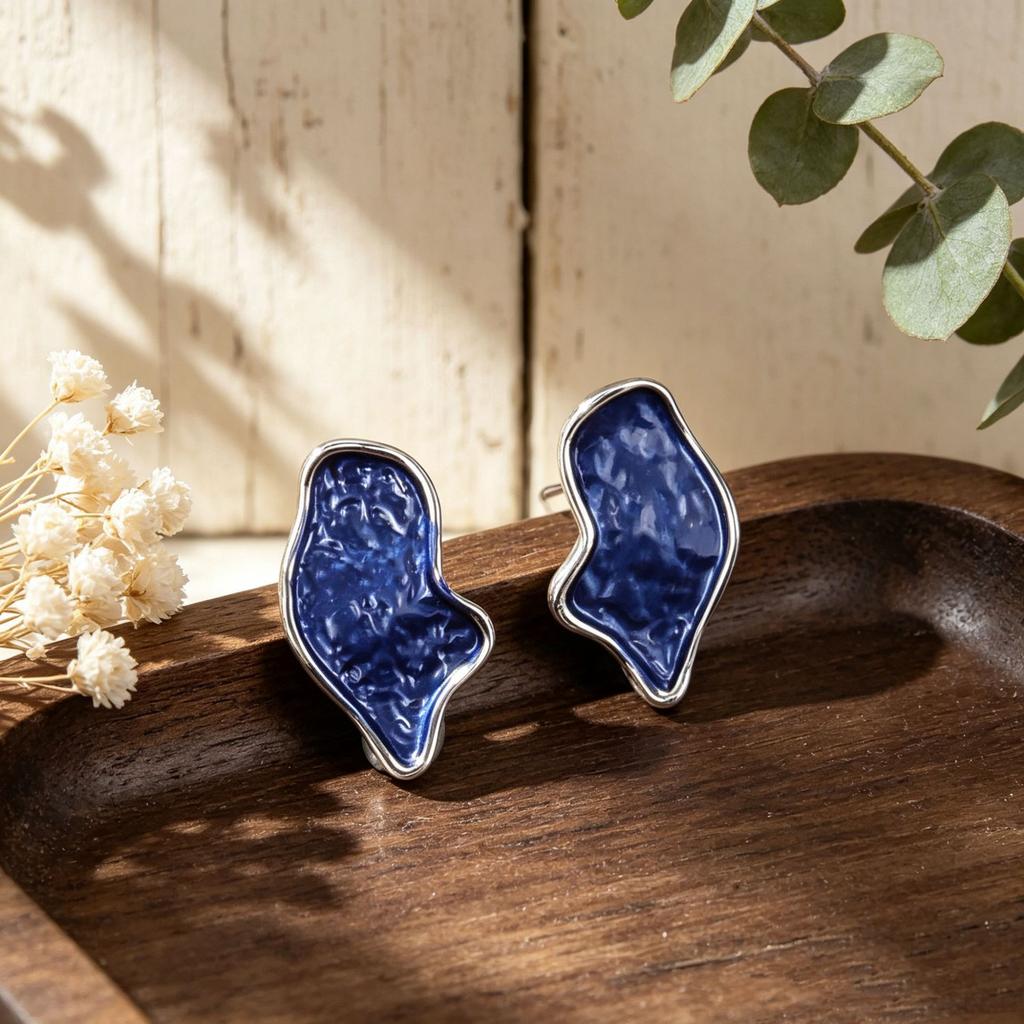 Irregular special-shaped hand-painted enamel colored stud earrings commuting daily versatile personality niche earrings